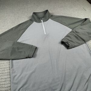 Peter Millar Crown Sport Perth Pullover Men L Stripe Gray Golf Quarter Zip